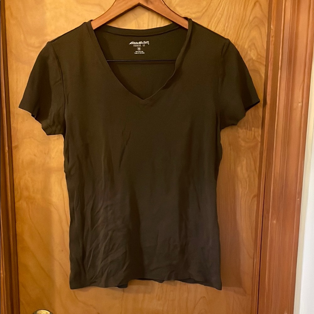 Eddie Bauer Women's Brown V-Neck Top, M